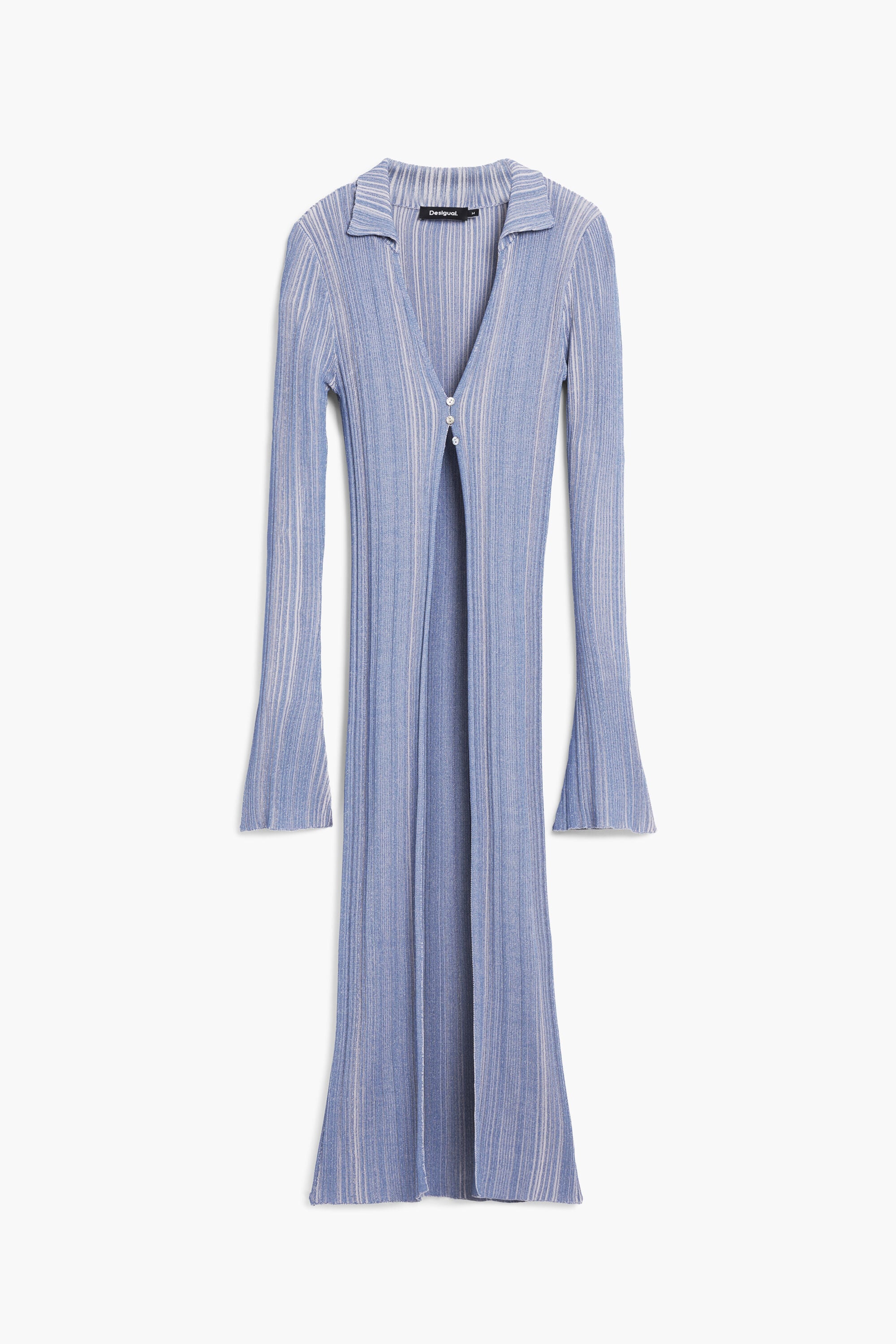 Jersey cardigan largo, Azul, L