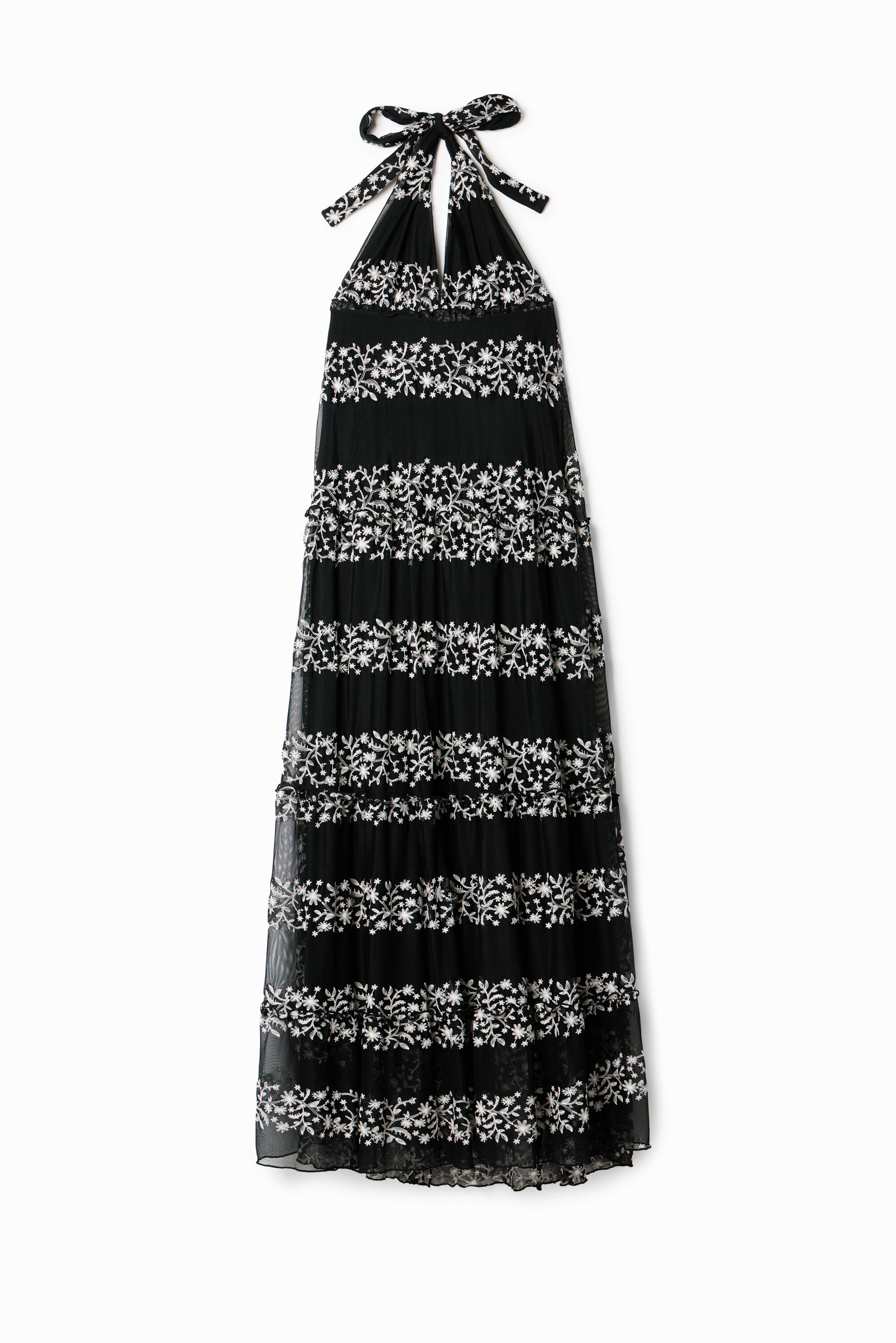 Desigual Maxi-jurk met borduursels - BLACK