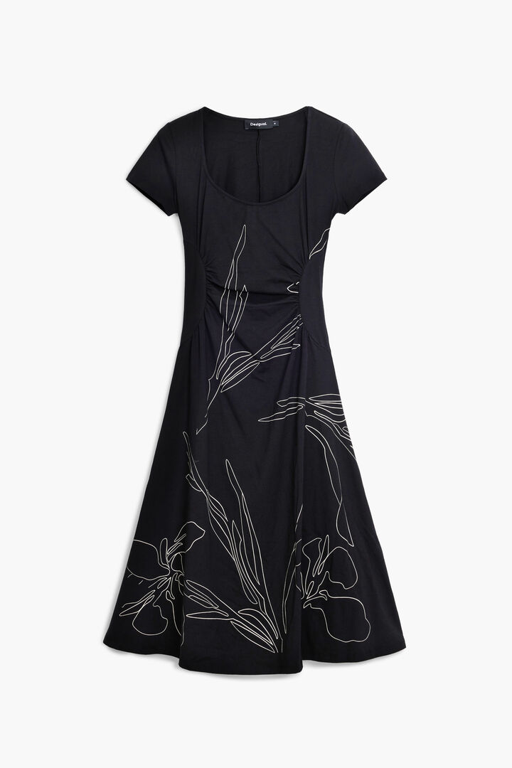 Midi dress with floral silhouettes