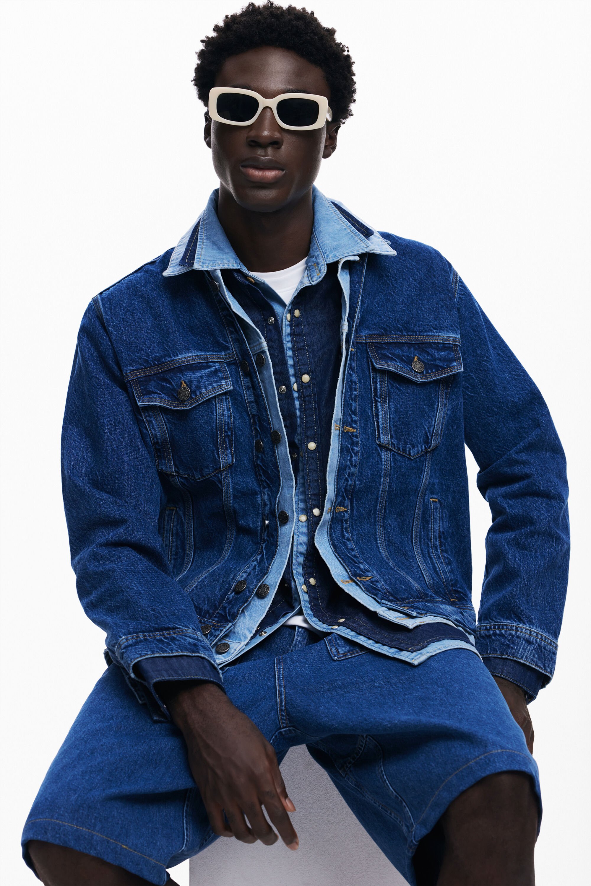 Veste en jean patchwork 2025