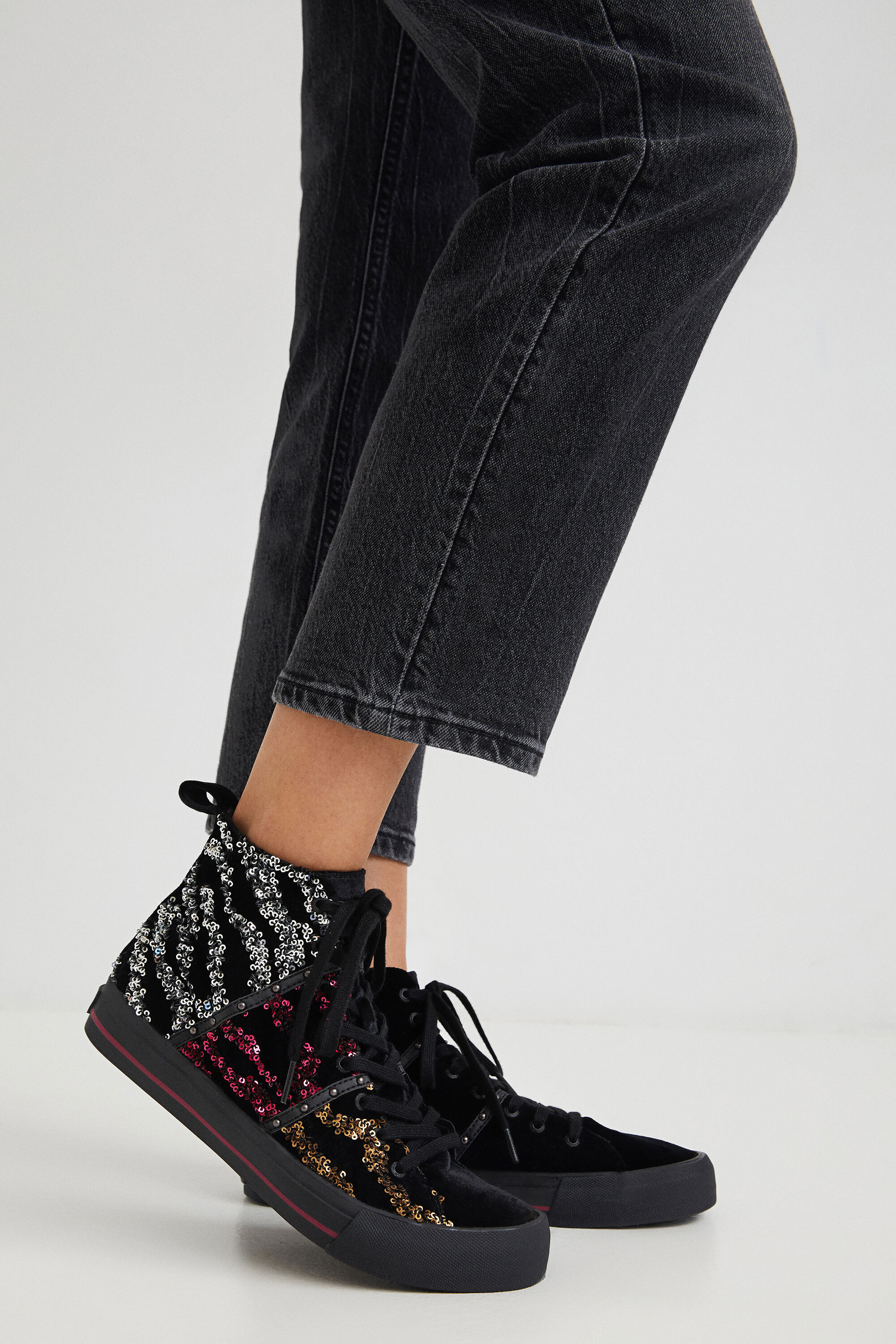 Sequin high clearance top sneakers