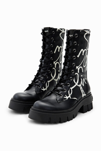 High track-sole message boots