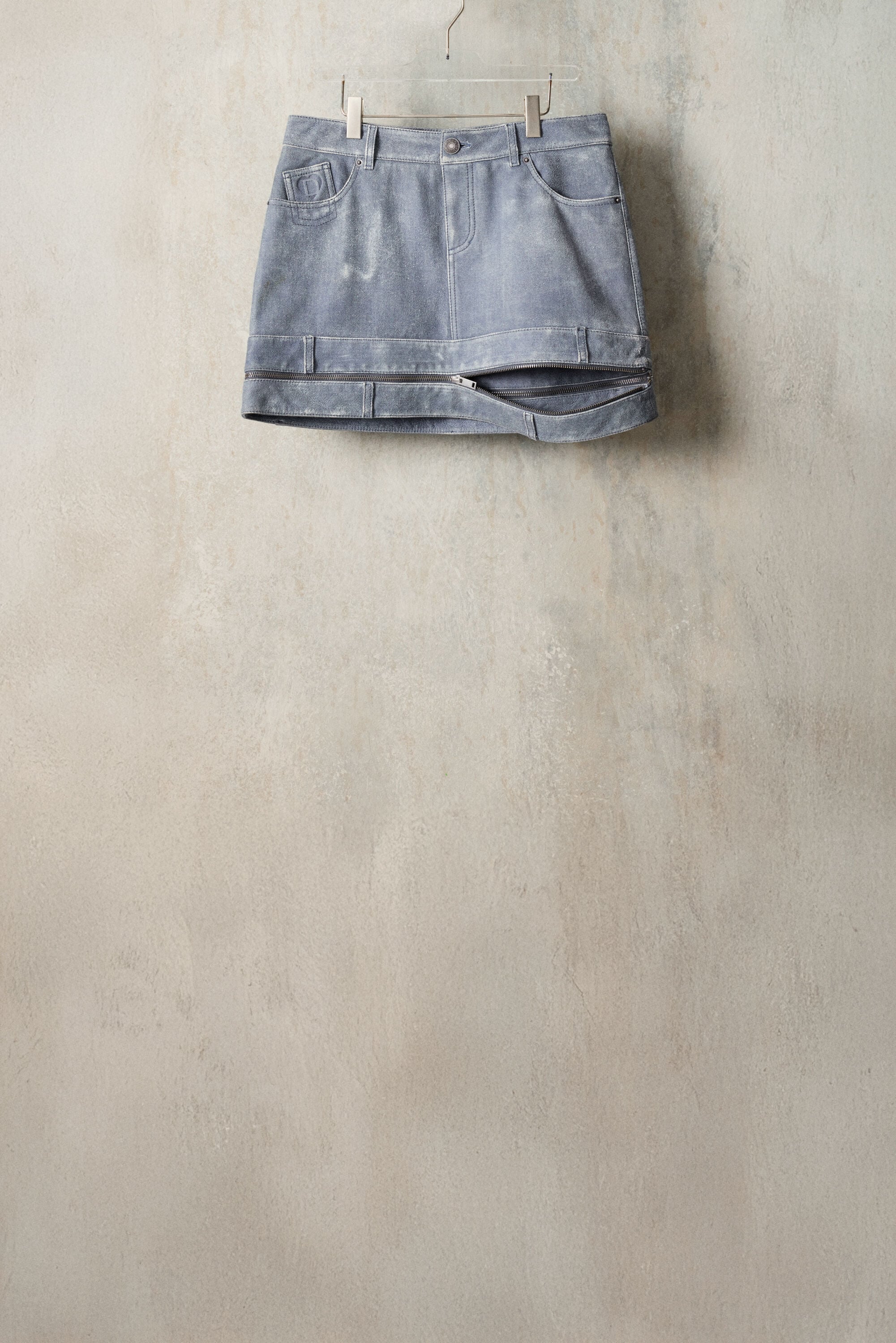 Desigual, Falda piel efecto denim studio, Sheep Leather, Azul, L