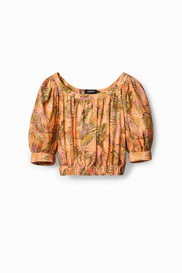 Tropical cropped blouse orange | Desigual.com