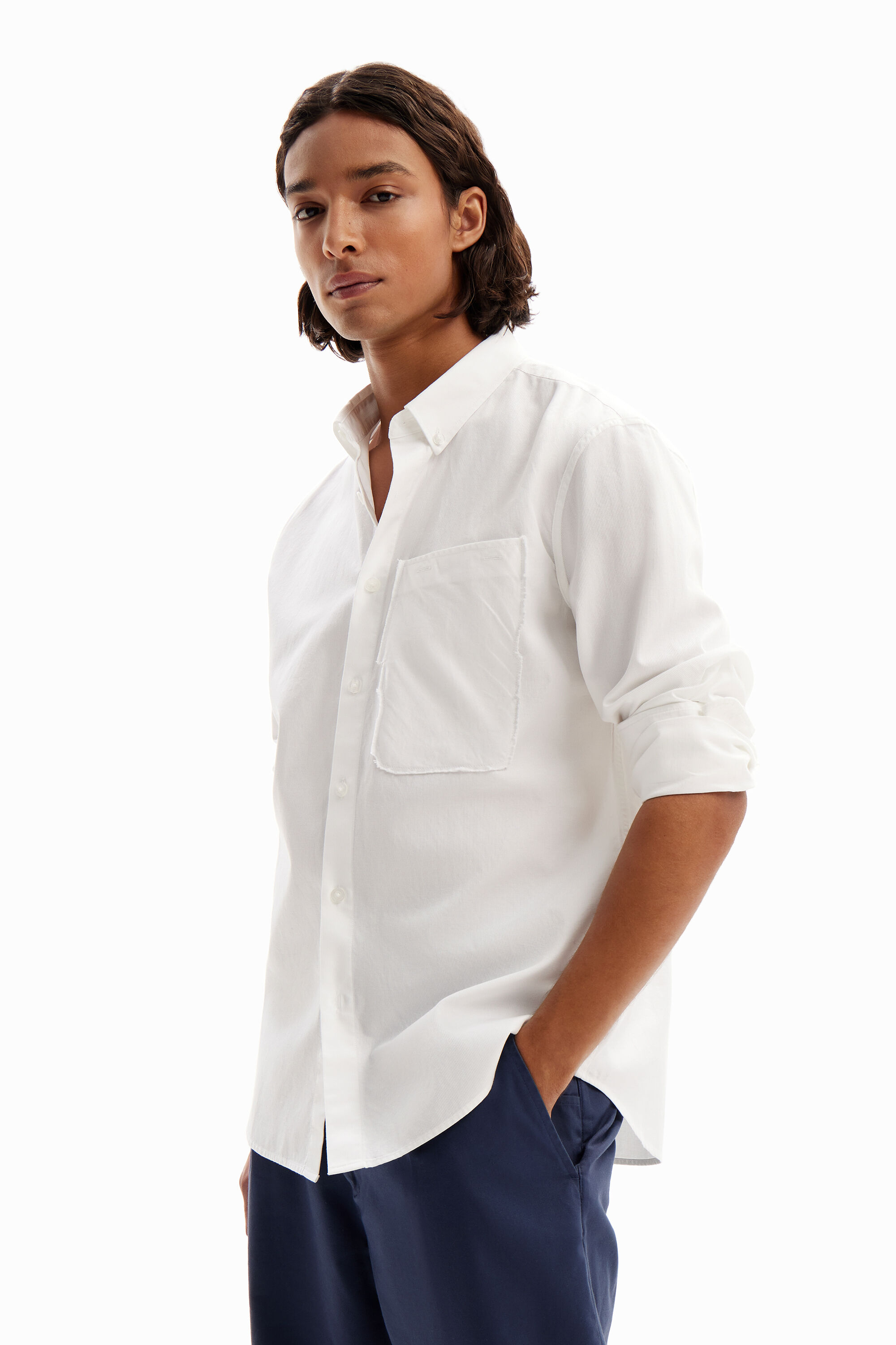 Patchwork poplin shirt - WHITE - L