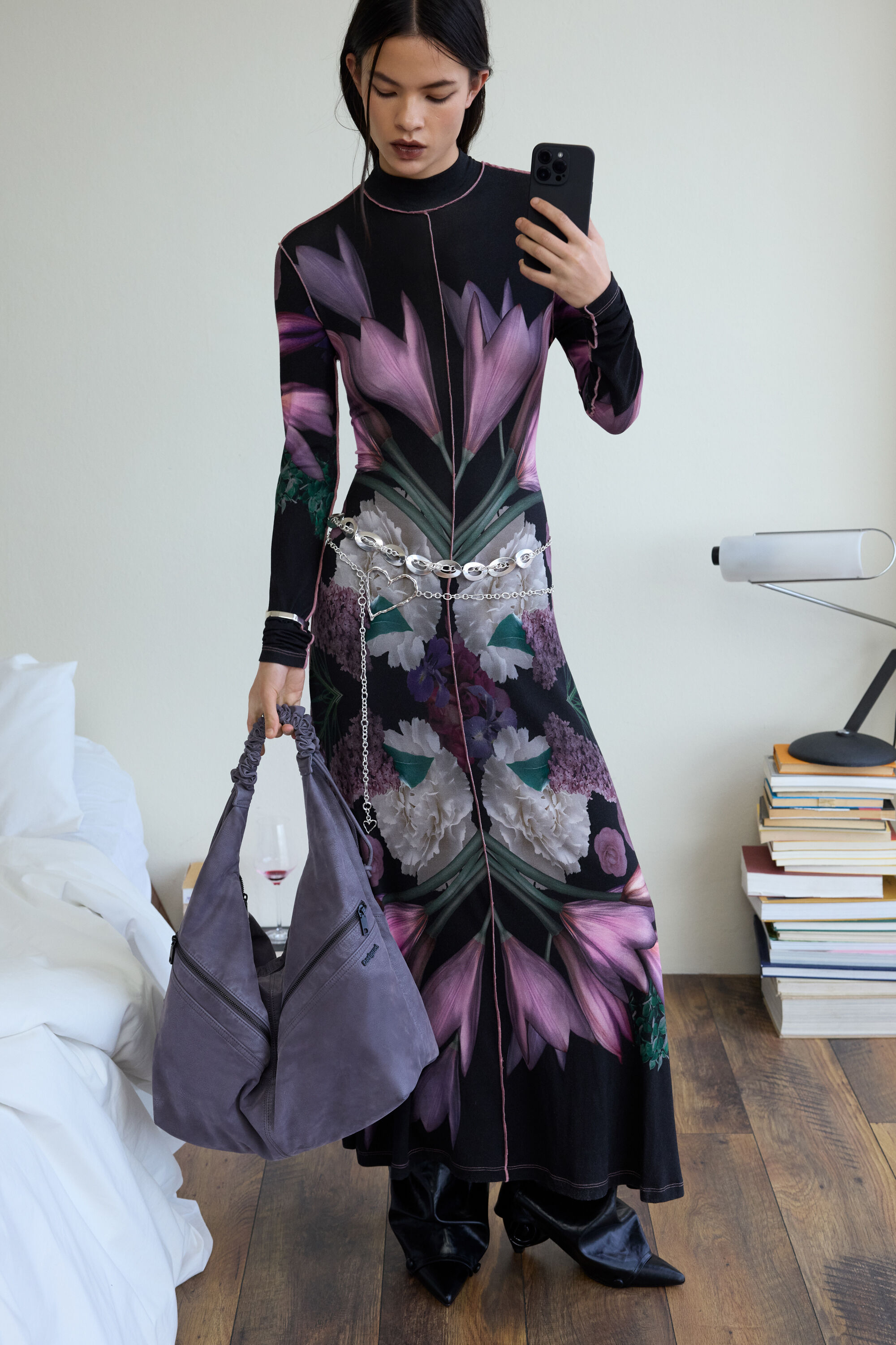 Middelgrote tas met leerlook