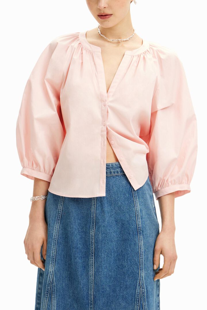 V-neck poplin blouse | Desigual