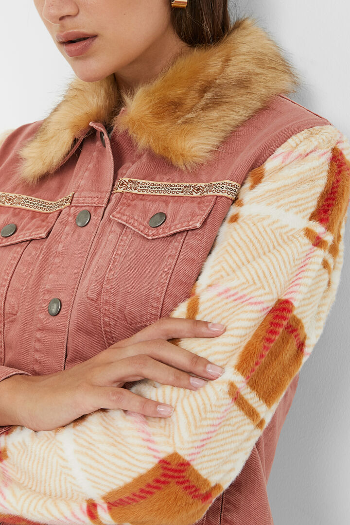 Veste en jean couleur bi-matière | Desigual