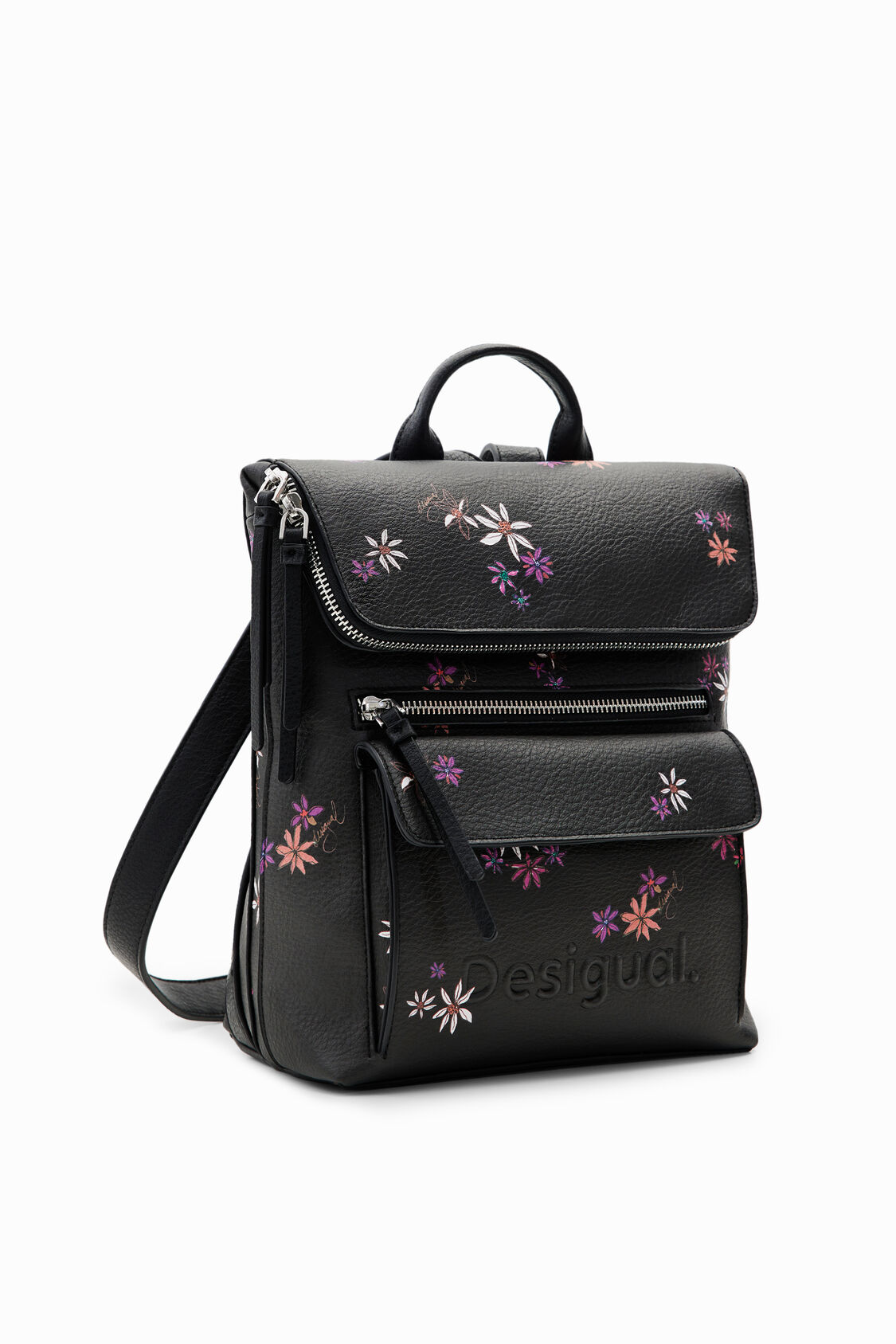 Mochila cuadrada flores Black  Mochilas Desigual Mujer - Seiki Vietnam