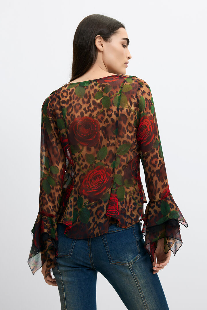 long-sleeved floral blouse
