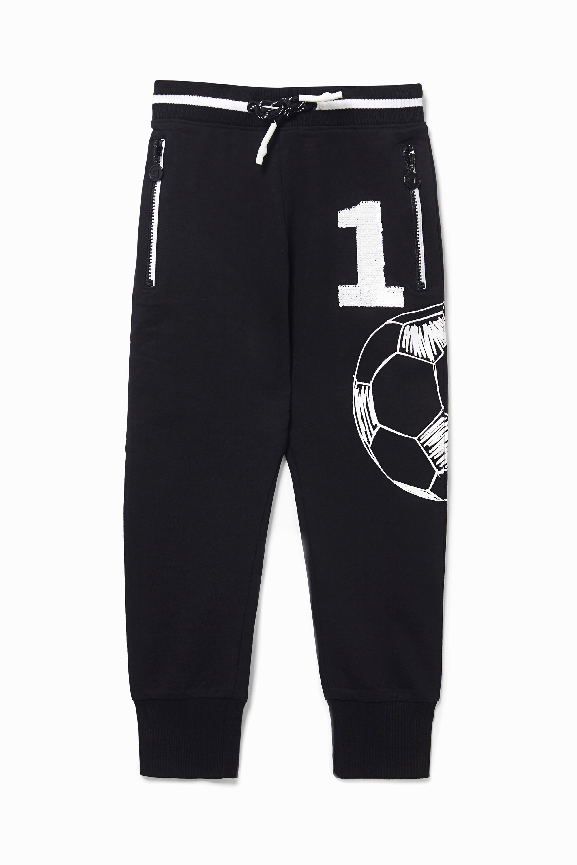 Printed plush jogger trousers
