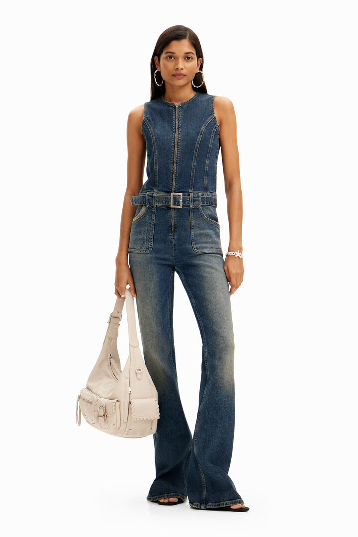 Fitted denim jumpsuit