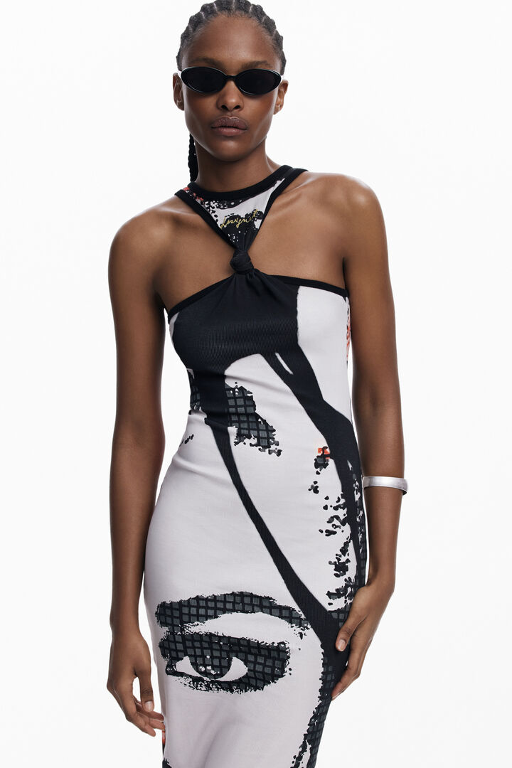 Fitted midi dress face | Desigual