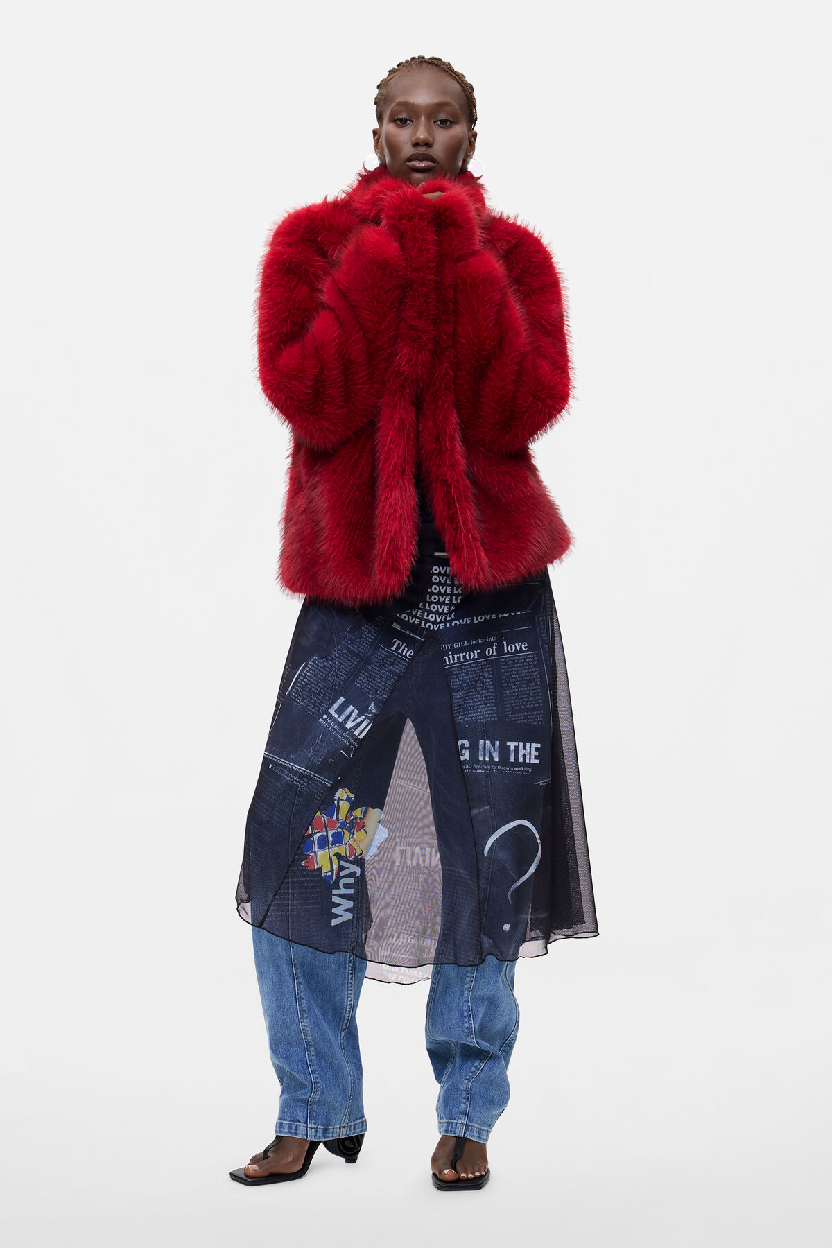 ショートコート ファー 赤 女性用 I Desigual.com