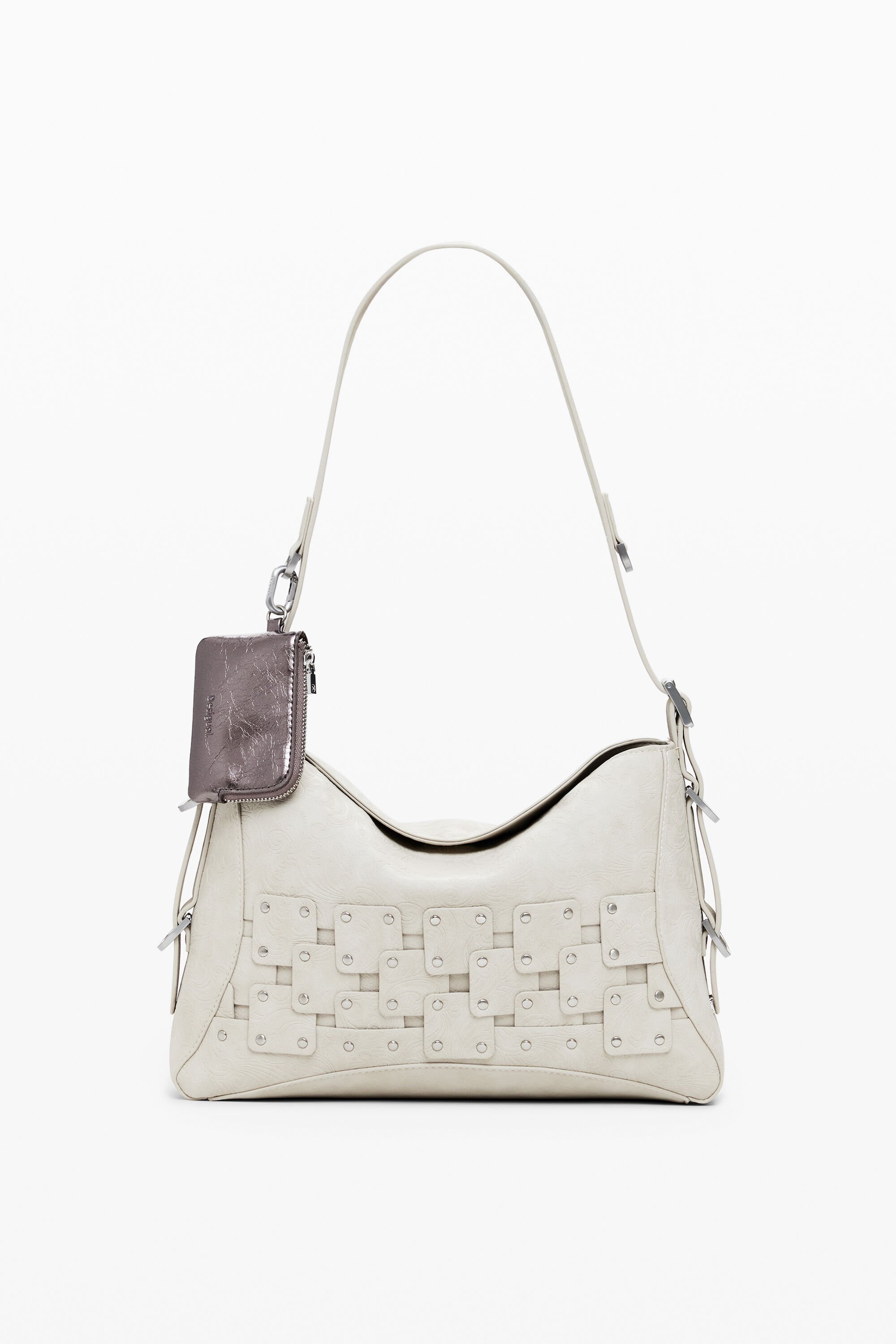 Mittlere Handtasche mit Patch und Nieten