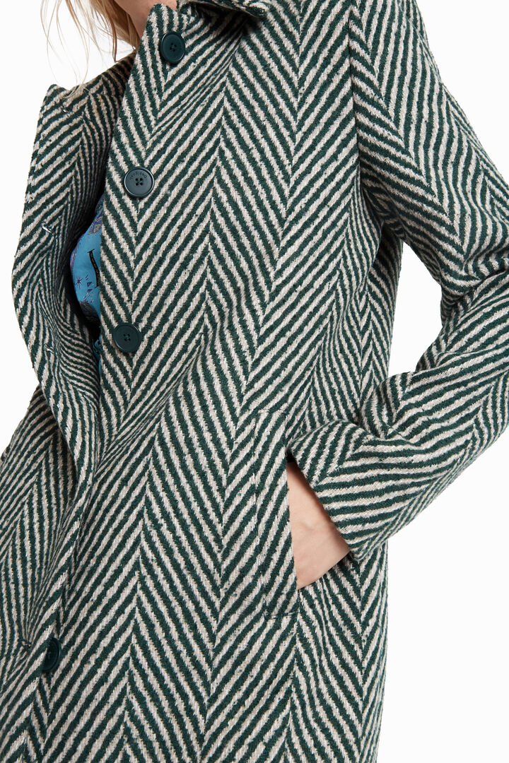 Abrigo paño verde zigzag | Desigual