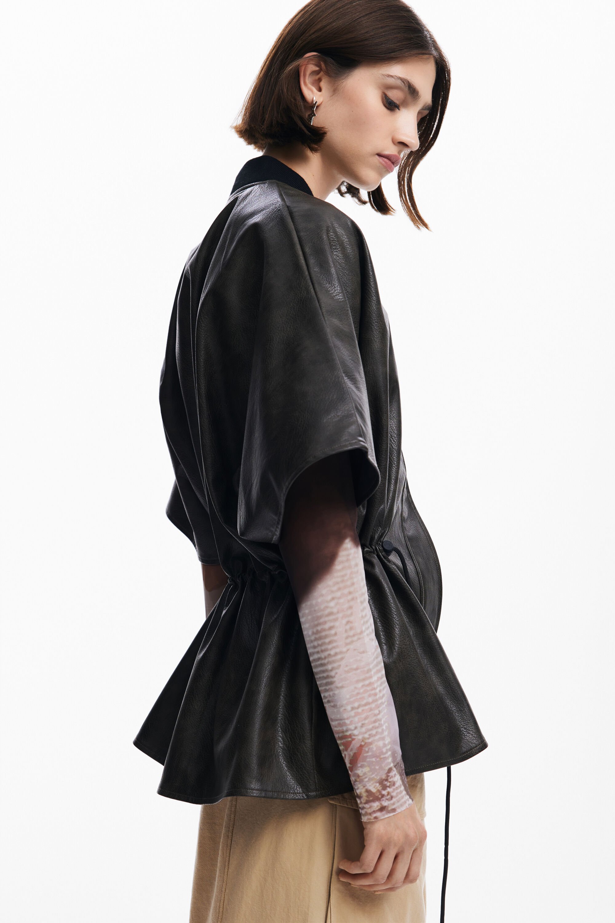 Leather-effect poncho women's I Desigual.com