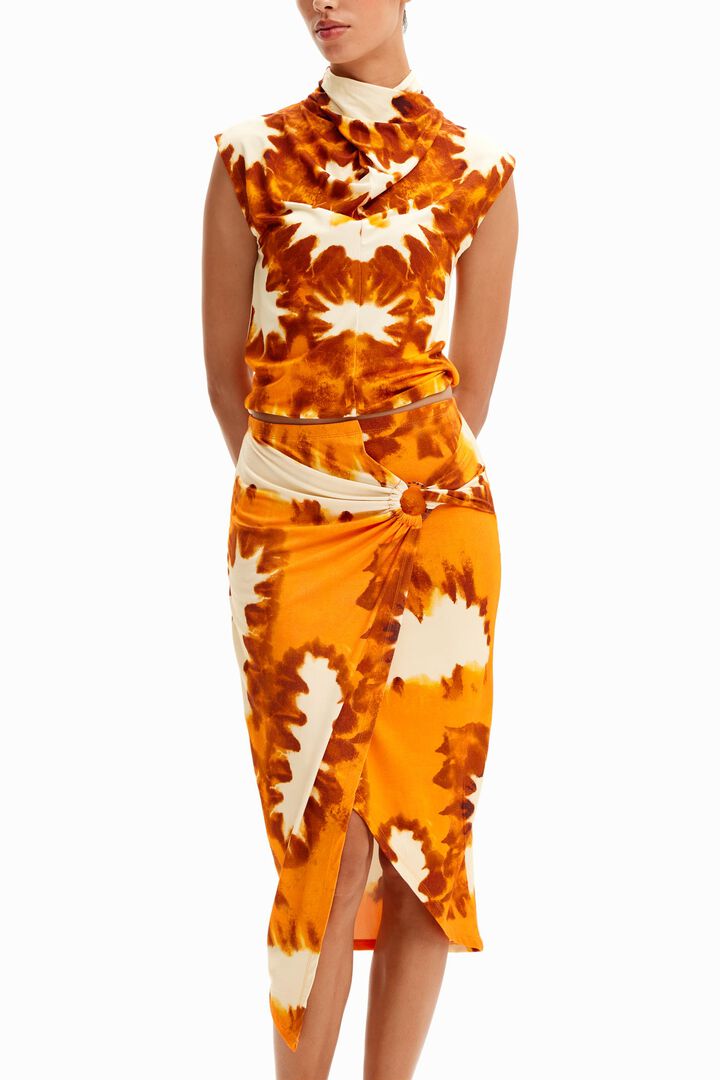 Tie-dye wrap midi skirt | Desigual