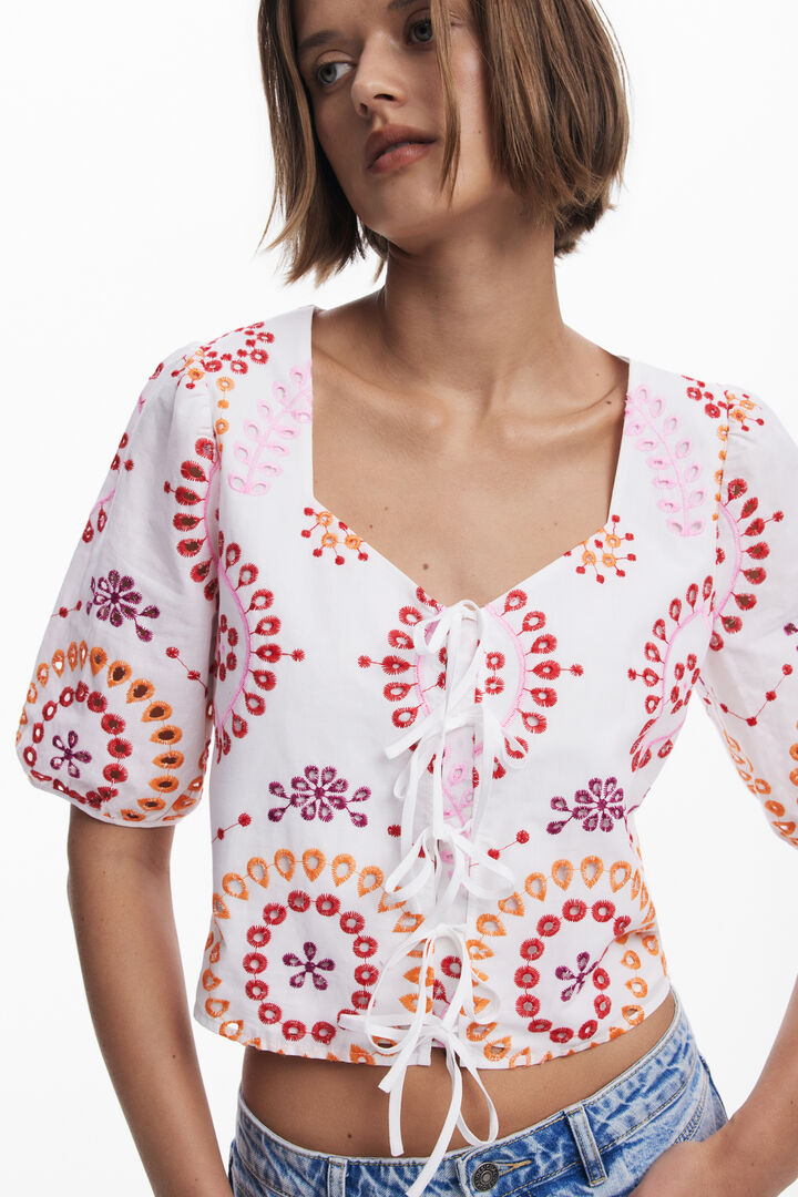Blusa estampada com laços Boho | Desigual