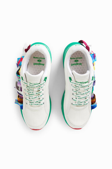 Baskets DESIGUAL Cosmic India - Blanc, Faux Cuir, Femme, Livraison Rapide 24h, Neuves Avec Emballage