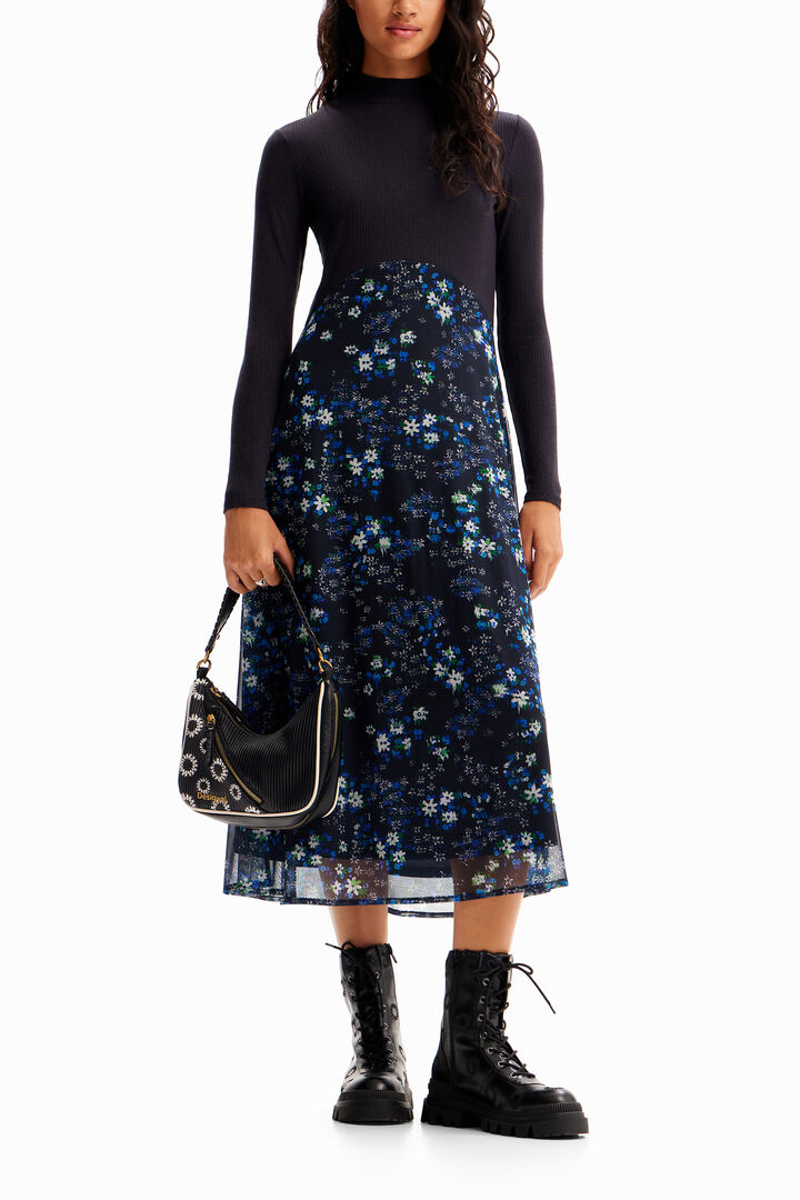 Combination floral midi dress | Desigual