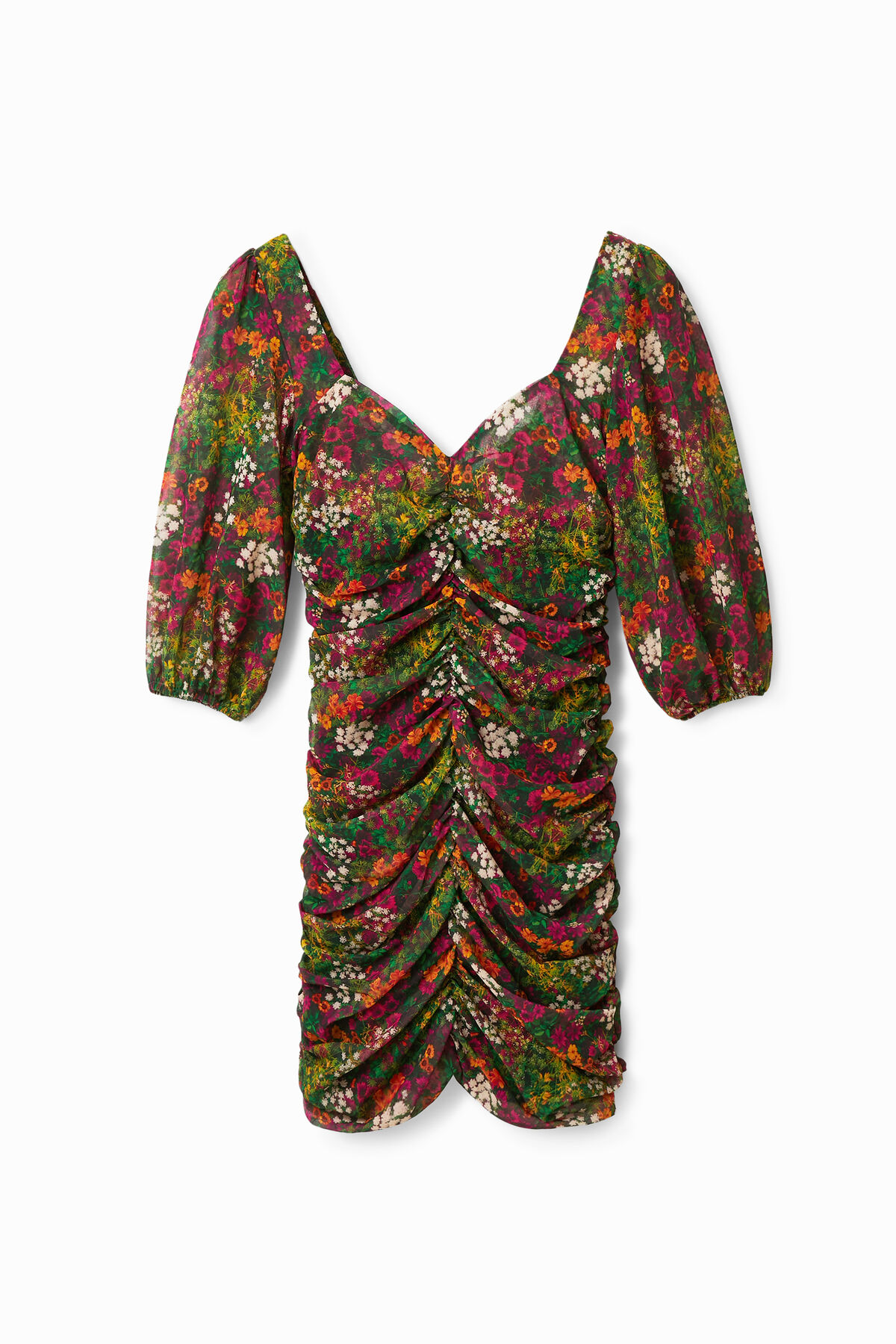 Robe courte ajustée froncée