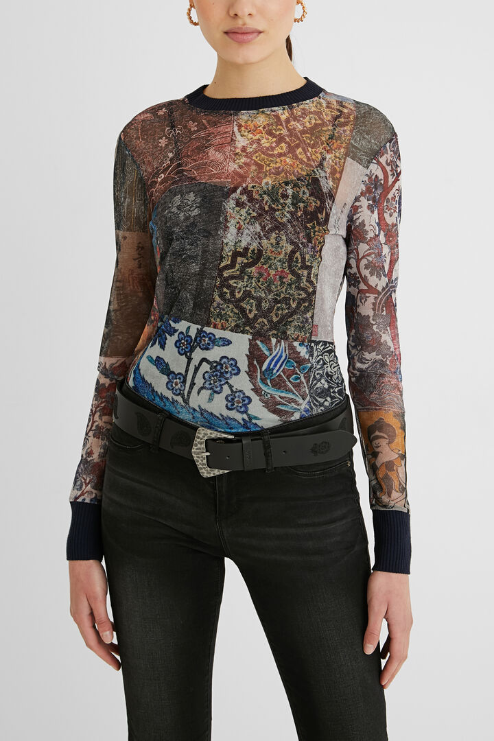 Leren riem met paisleys | Desigual
