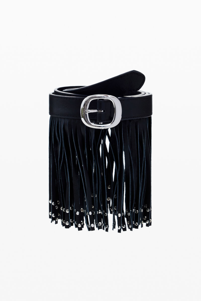 Fringe Edge Belt – Black PU Leather Fringe Belt petra-black-fringe-belt-  main image 3