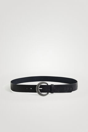 Basic embossed leather belt