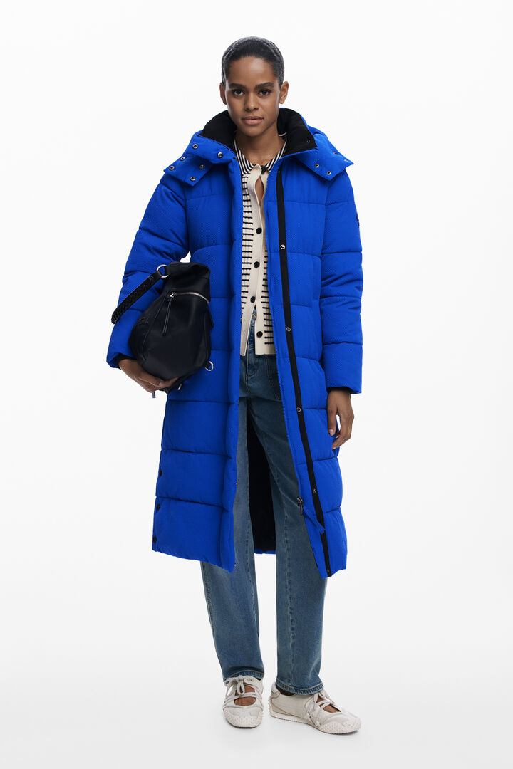 Long padded jacket with belt | Desigual