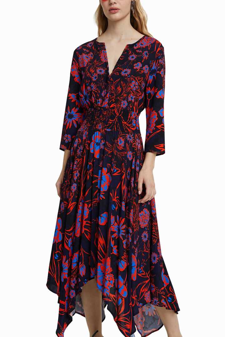 Boho midi dress with floral print | Desigual