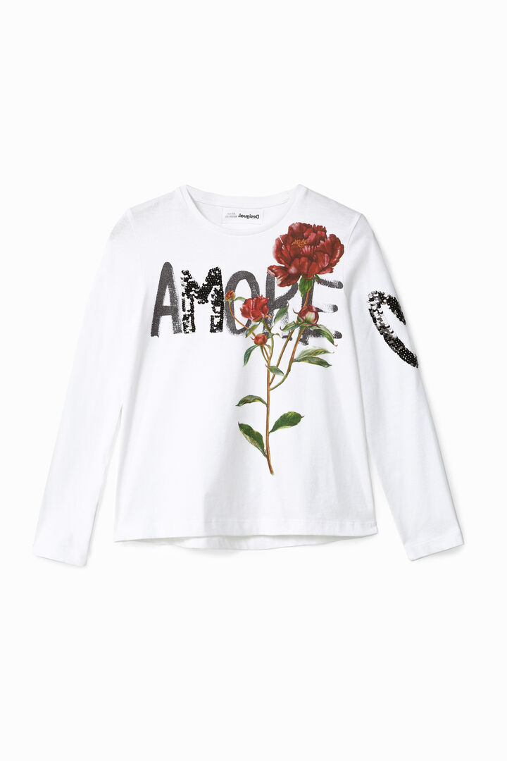 Camiseta flores lentejuelas | Desigual