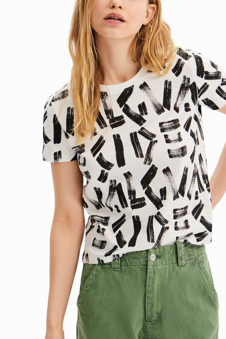 חולצה קצרה בהדפס קווים | Desigual