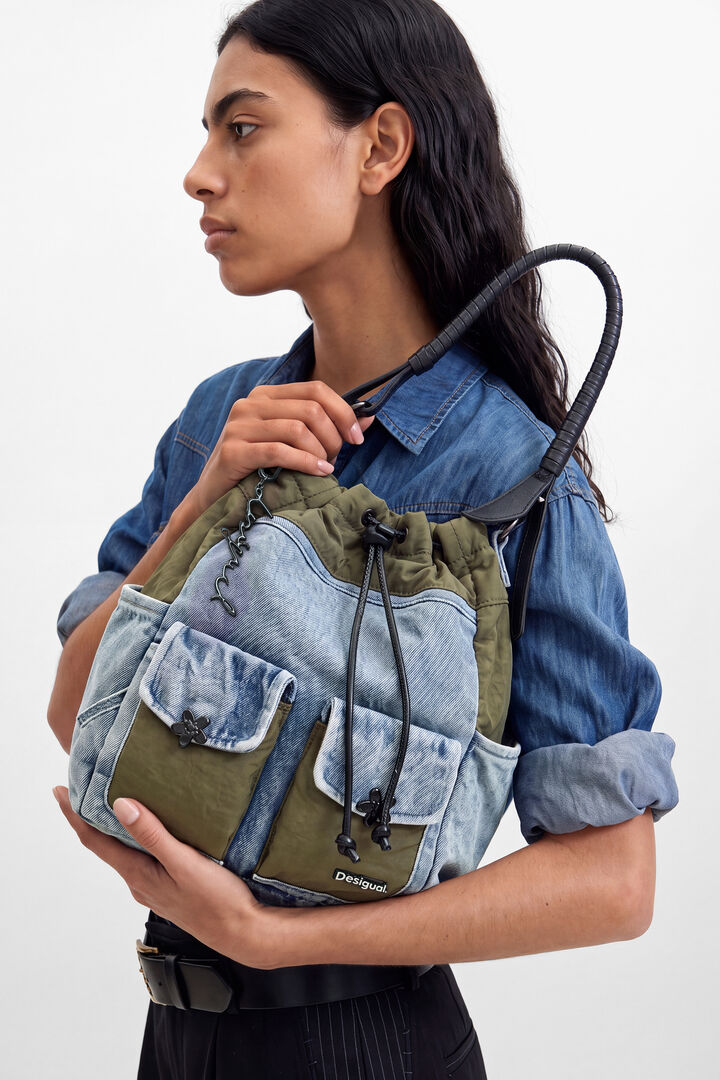 medium combined denim bag