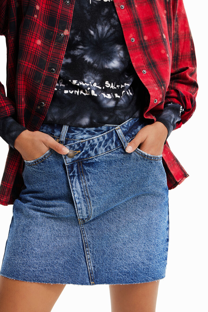 Criss-cross waist denim mini skirt | Desigual