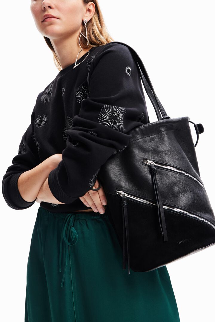 Midsize leather bucket bag | Desigual