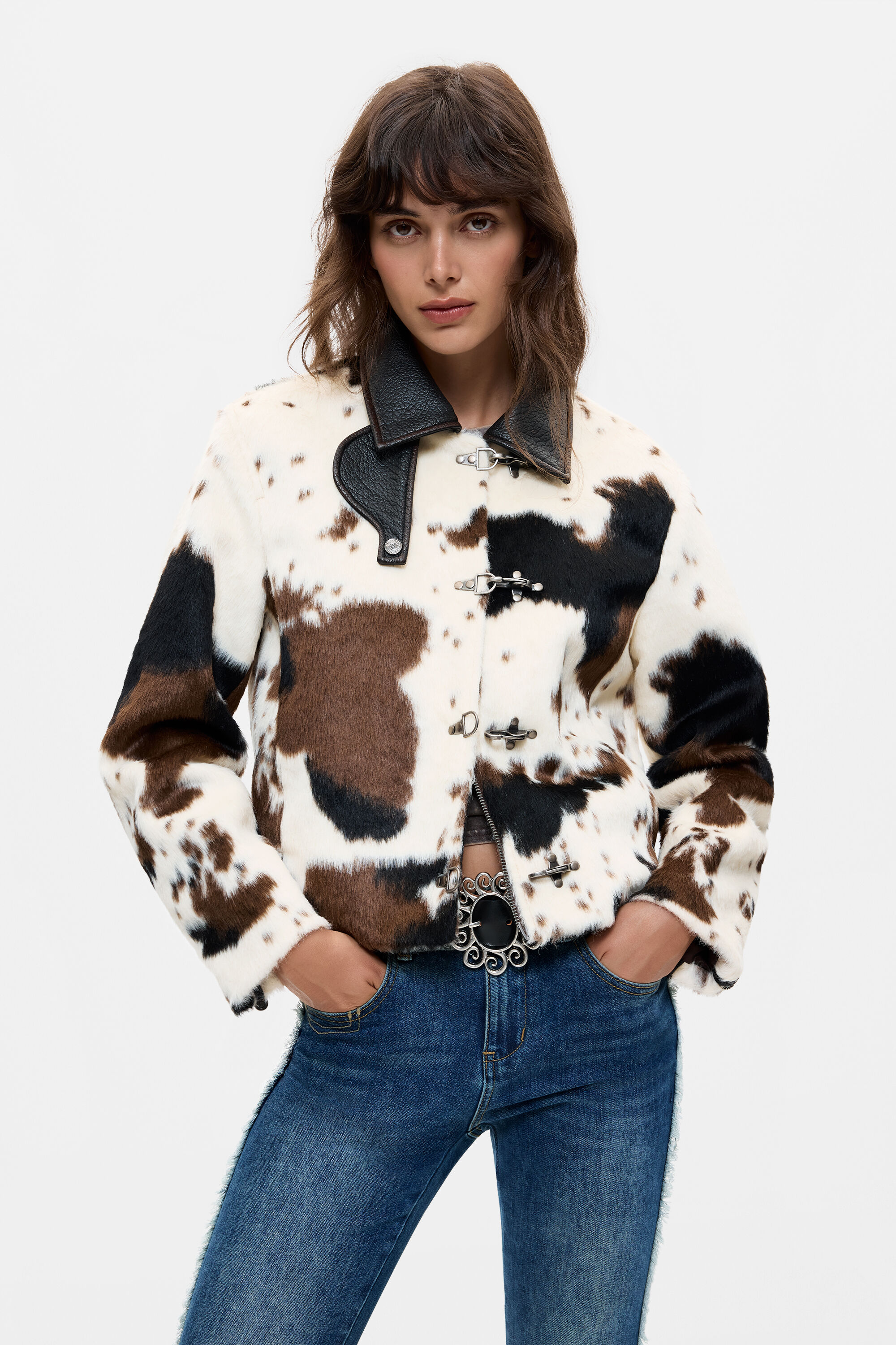 Desigual, Cazadora Estampado Animal, Mujer, Poliester, Blanco, L