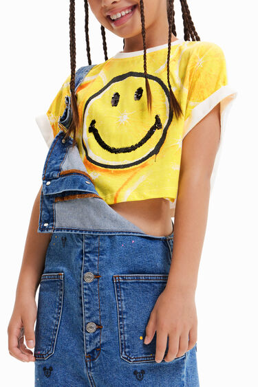 Cropped majica z motivom Smileyja® in limone | Desigual