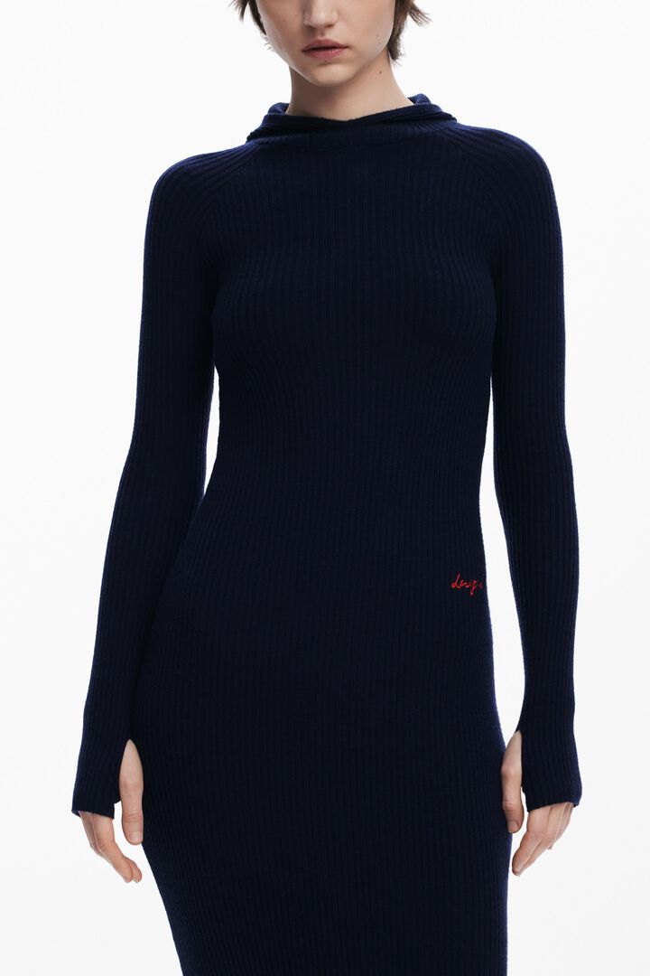 Fitted dress with hood