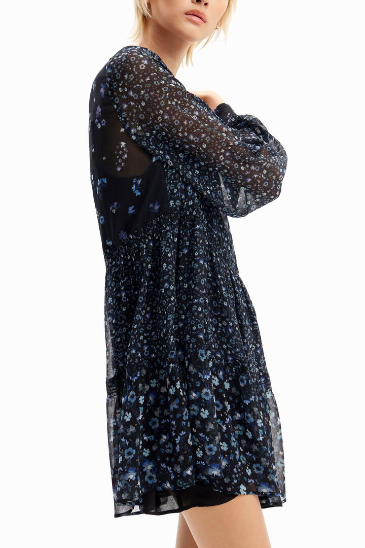 Short floral chiffon dress | Desigual