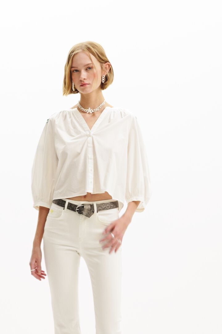 V-neck embroidered blouse | Desigual