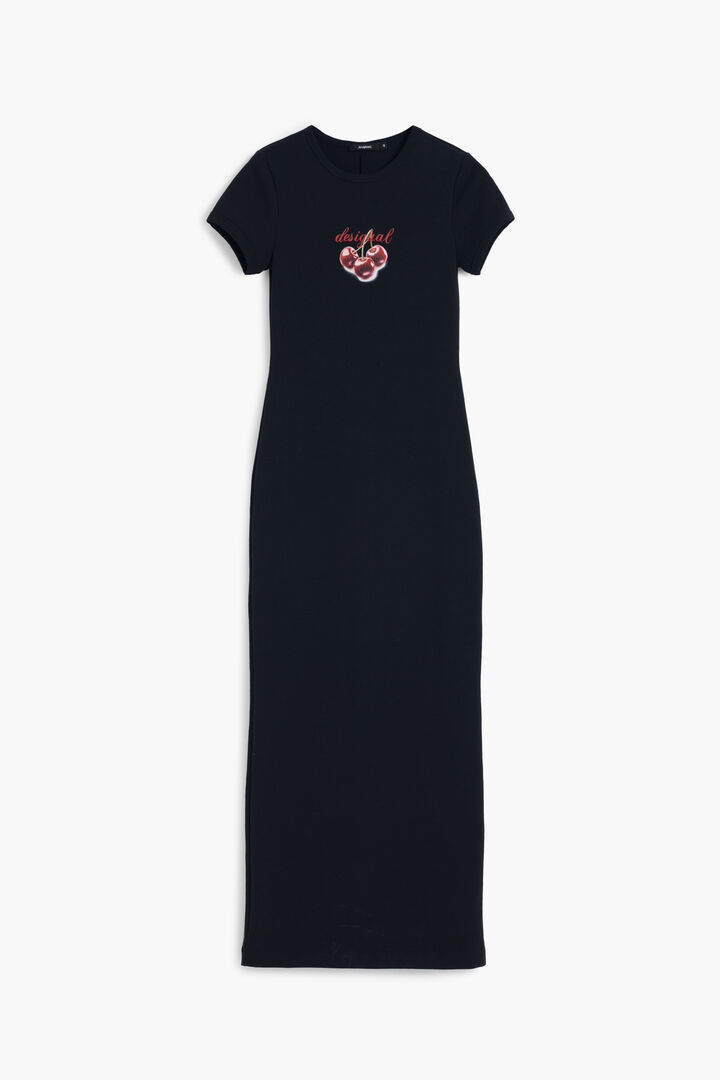 Robe midi c&ocirc;tel&eacute;e cerises