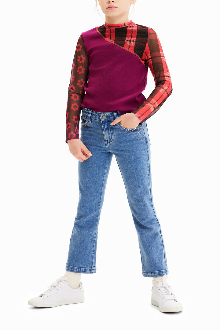 T-shirt patchwork tissu côtelé tulle | Desigual