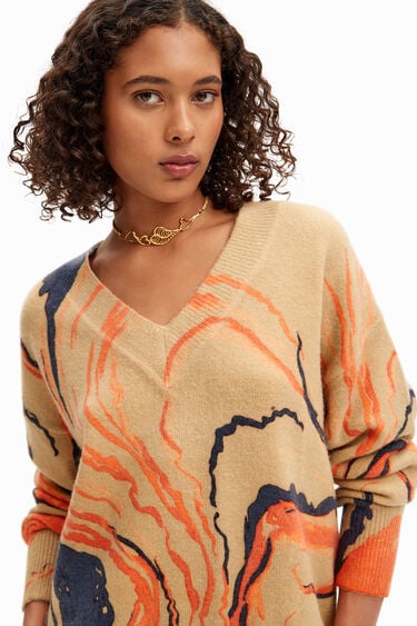 Sweter oversize z zakrzywionymi liniami | Desigual
