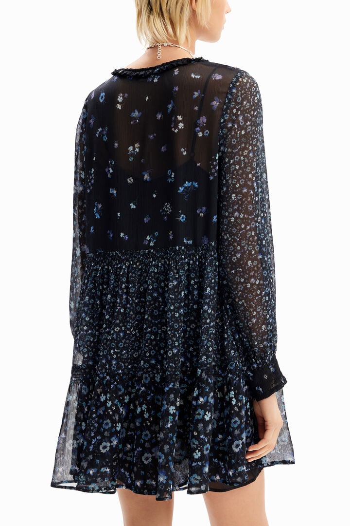 Short floral chiffon dress | Desigual