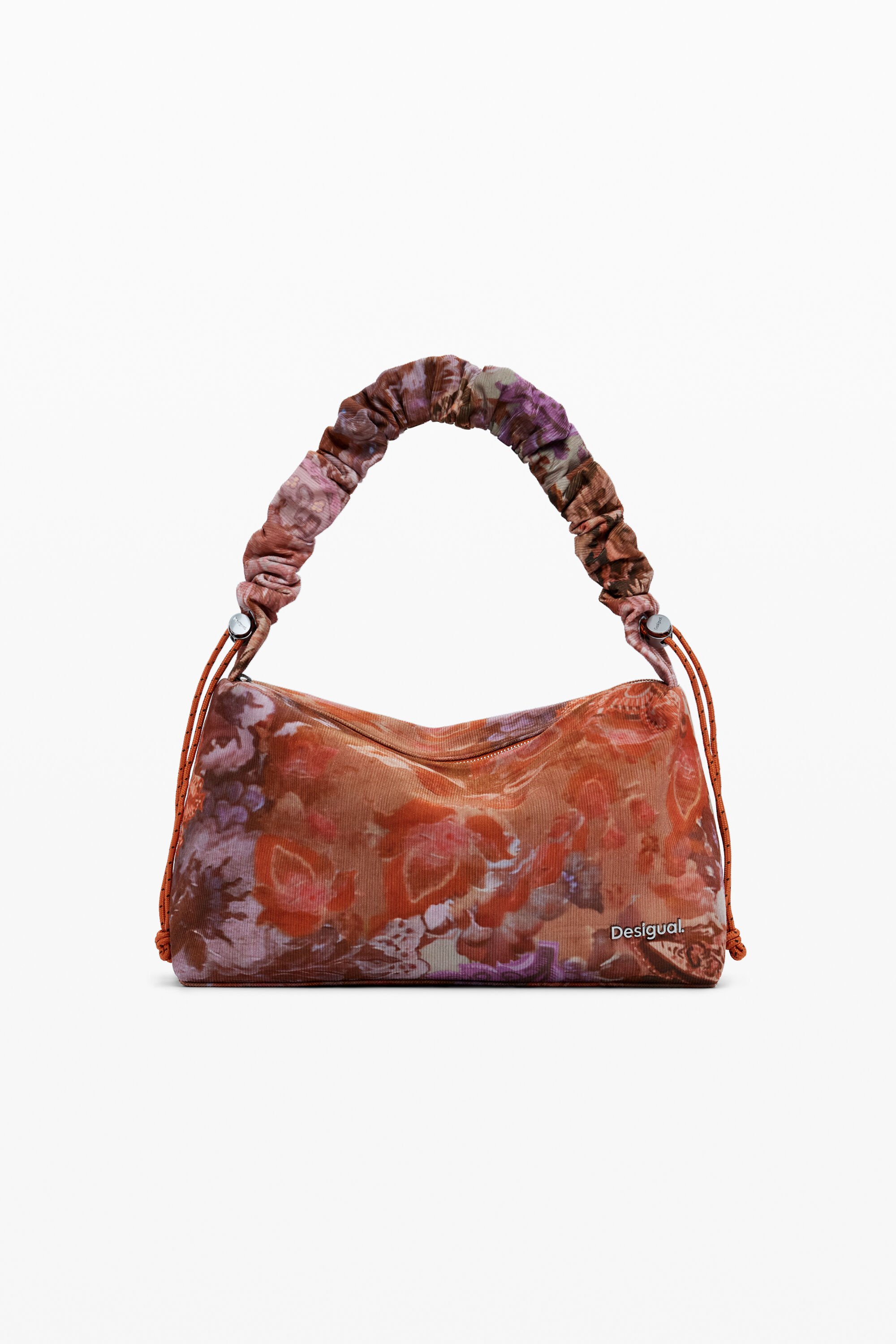 Desigual Middelgrote handtas met bloemmotief - ORANGE