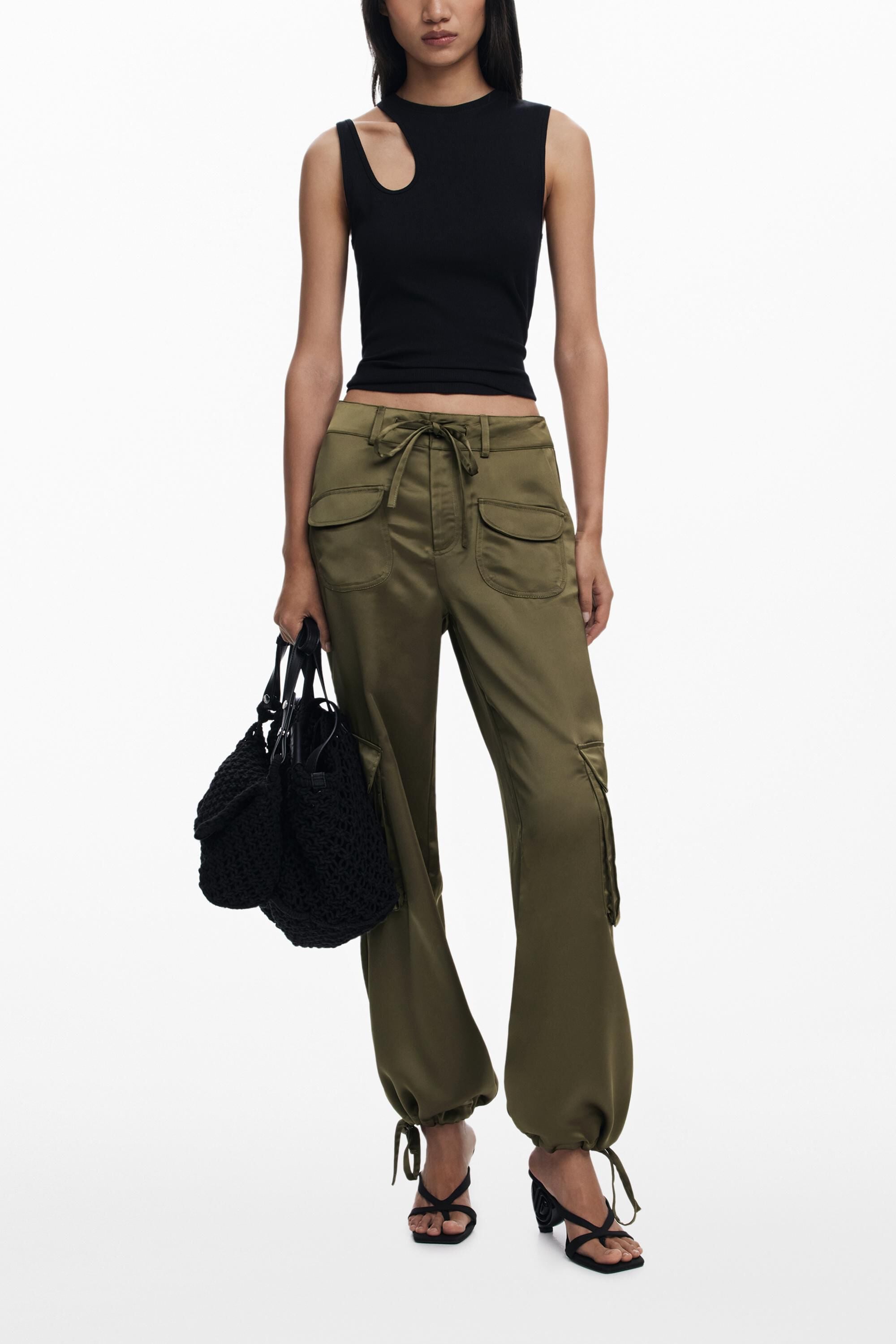 Satin long pants for woman I Desigual.com