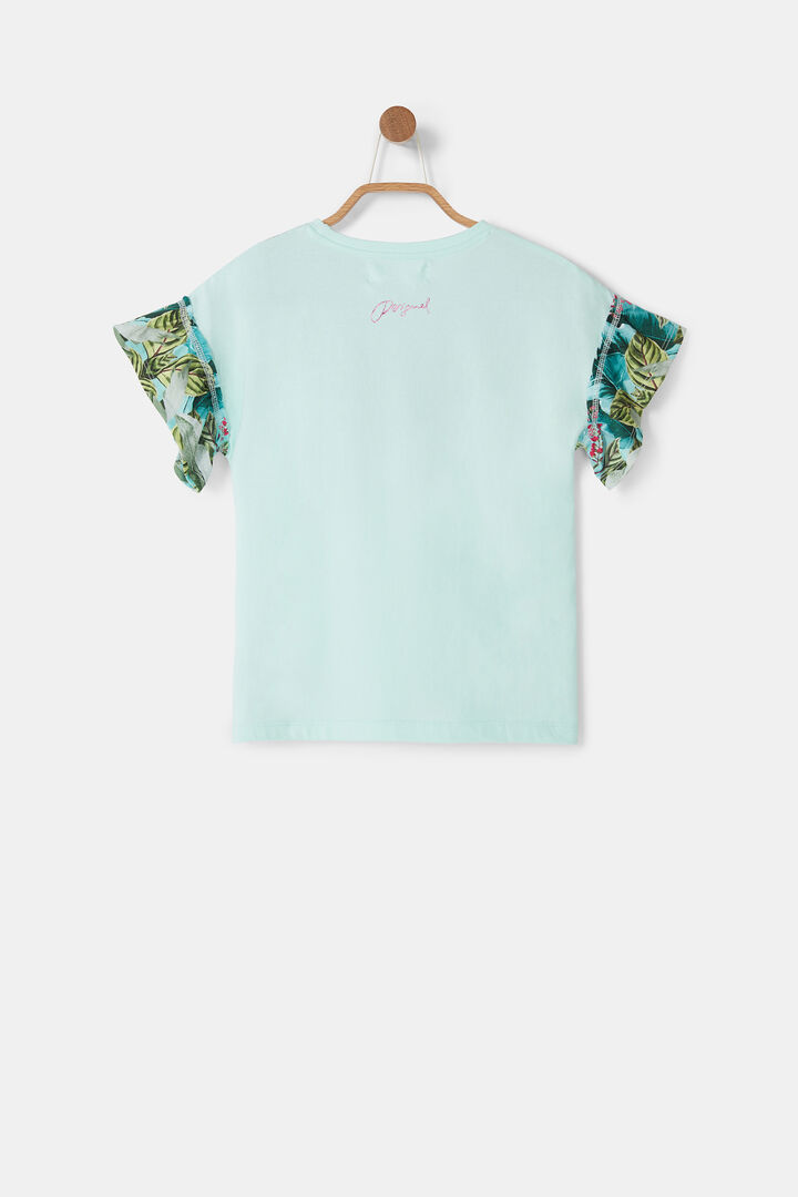 T-Shirt Blumen Volant-Ärmel | Desigual