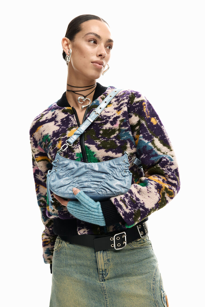 Kleine tas van denim met plooien | Desigual