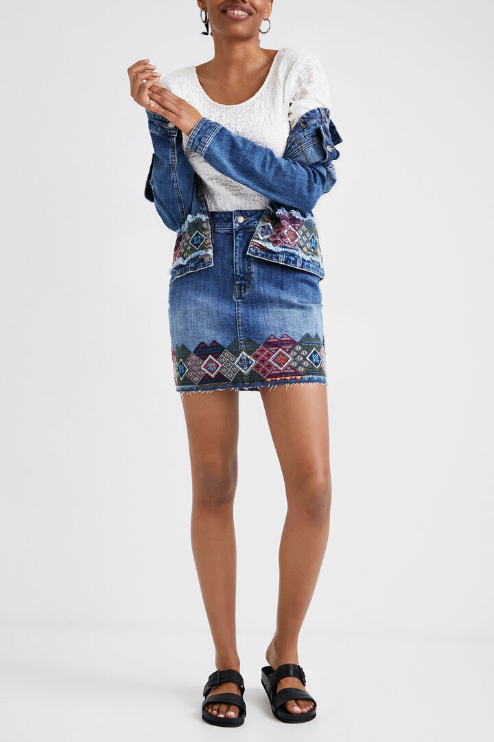 Mini-jupe en jean à frises | Desigual
